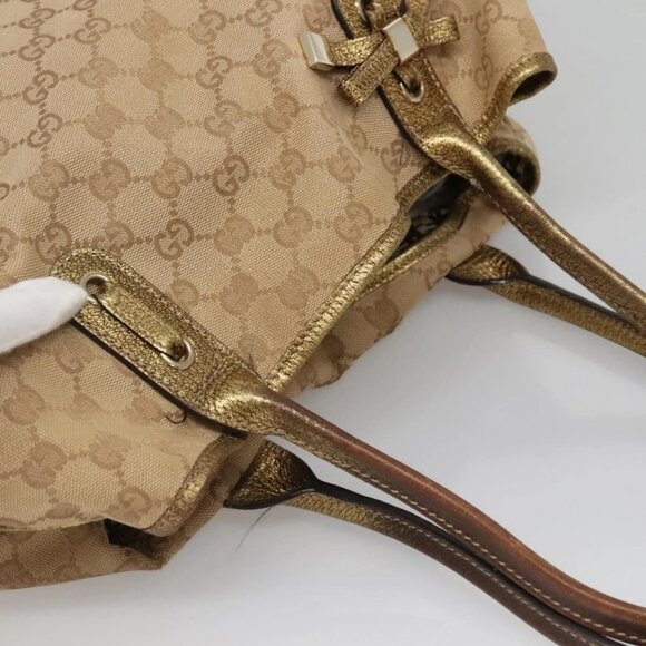 GUCCI GG Canvas Hand Bag Beige Gold 163805 Auth 135061 - Picture 6 of 16